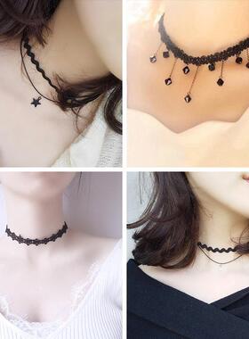 网红项圈女choker锁骨链脖子饰品颈带颈链脖链蕾丝短款项链