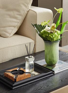 房客厅茶几奢装饰摆件轻高档木DHI收质纳托盘香薰花瓶新插花软装