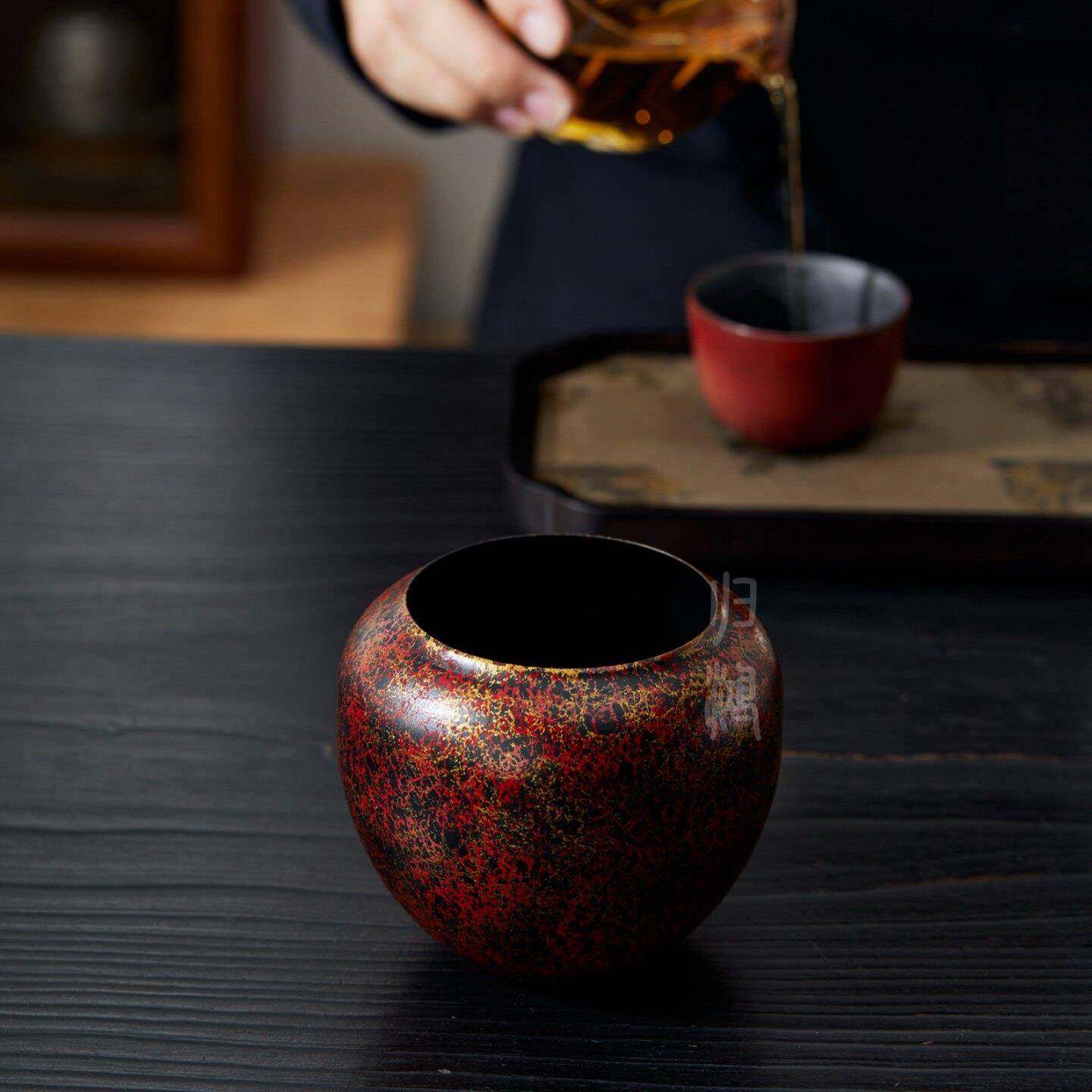 归鸿高档茶洗红金铁锈彩漆建水中式茶渣桶水缸泡茶太配件功夫茶具,淘宝优惠券,粉丝福利购,淘宝优惠卷