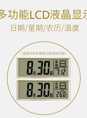 网红夜光钟表挂钟客厅家用时尚2025新款装饰日历石英静音时钟挂墙