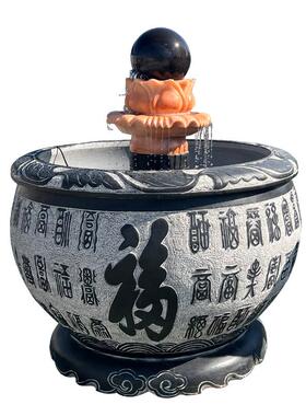 户外石雕荷花缸庭院石头门海摆件青石鱼缸水池造景鱼缸石缸水缸