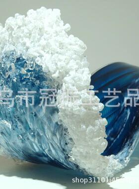 跨境海浪海洋摆件海浪系装饰品设计家居庭院摆件海洋摆件蓝色自由