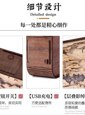 裕潼文创木雕灯定做创意木制品旅游景区重庆纪念品摆件木质工艺品