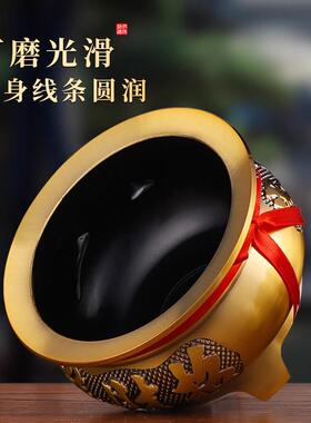 纯黄铜合金三足香炉上香室内家用烧香供奉财神爷专用摆件寺庙佛堂