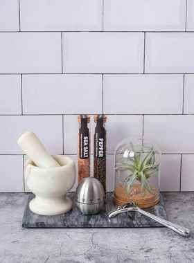 厨房样板间软装饰品摆件石材托盘食材罐彷真绿植计时器厨具小摆设