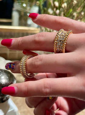 欧美风时尚轻奢款气质镶钻戒指潮流女生开口食指指环网红街拍饰品