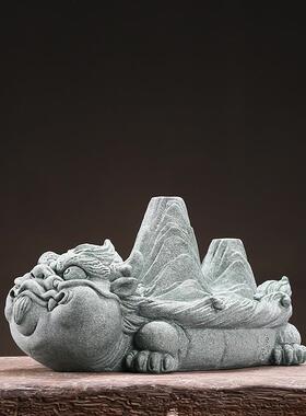 创意青石下龙之鱼缸假山造景新砂中式家居客子CSZW-BJA霸厅茶桌装