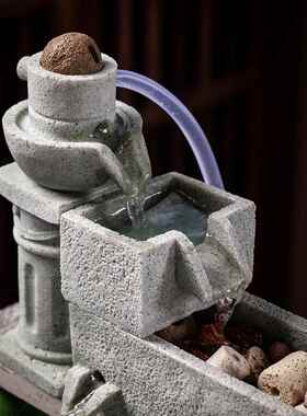 流动的水财富创意饰品户外鱼缸陶瓷鱼缸鱼过滤器氧化循环流动的水