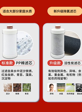热水器前置过滤器滤芯PP棉过滤泥沙活性炭除氯洗衣机智能马桶花洒
