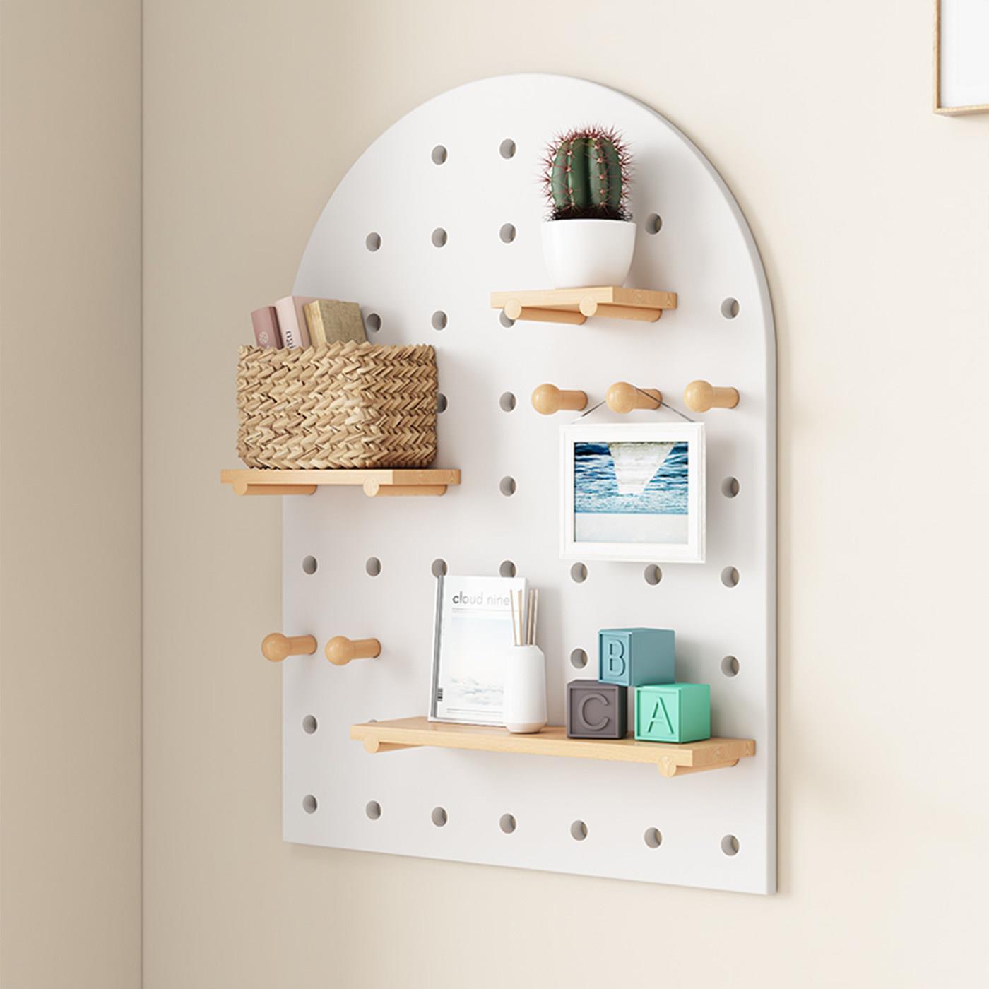 Solid wood hole board custom wall rack decorative partition rack storage shelf wooden bookshelf wall partition