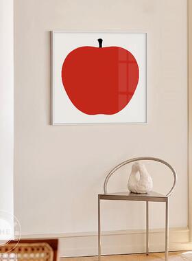 红色苹果简约现代客厅装饰画高级感餐厅艺术挂画极简水果卧室壁画