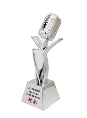 音乐话筒奖杯音乐比赛冠亚军奖杯树脂工艺品大号家居工艺摆件