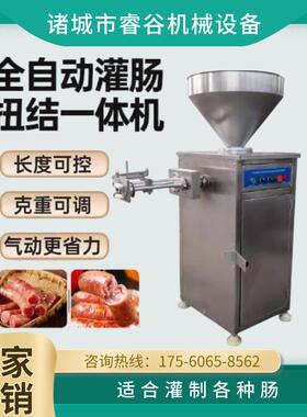 肉枣肠灌肠打卡一体机猫咪鱼肠灌肠设备羊肠衣气动定量扭结灌肠机