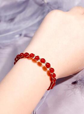 巴度水手链女红玛瑙编吸铁显石SL201910手串小众气质白百搭晶手织