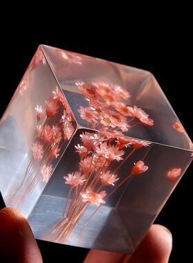 严选树脂立方体雏菊晶水脂晶摆件七彩11菊太阳花千蒲日红公英树水