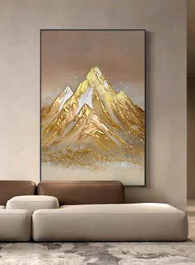 日照金山挂画大芬村玄关装饰画金箔入户门走廊过道壁画