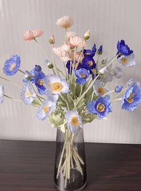 Artificial Flowers Fake Poppy Silk Flowers Long Stem Housewa