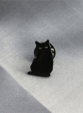 卡通时尚风格黑猫可爱动物领针