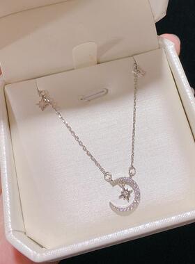 999纯银月亮银项炼女夏精致饰品轻奢小众新款闺蜜生日礼物送女友