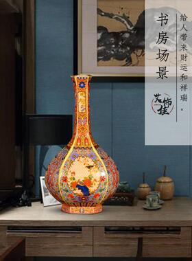 景德镇陶瓷器仿古珐琅彩花瓶中式客厅装饰品家居电视柜博古架摆件