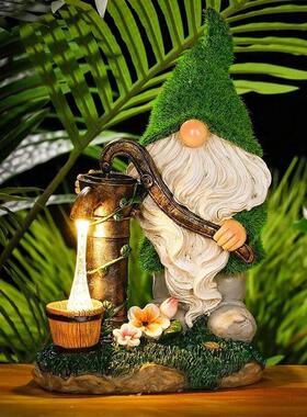 饰太阳树VNK脂雕像能花园雕像摆件户外植绒小人侏儒雕像装品草矮