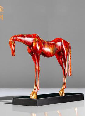 铜金岁月古道西风瘦马黄铜摆件抽象造型铜马摆件客厅博古架铜摆件