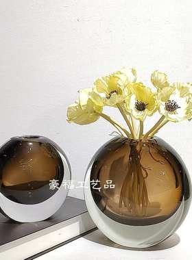 简约现代琉璃花瓶插花客厅茶几玄关餐厅样板间软装设工艺品摆件