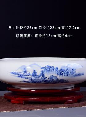 大号陶瓷水仙花盆无孔水培铜钱草一叶莲大口径水养植物碗莲专用盆
