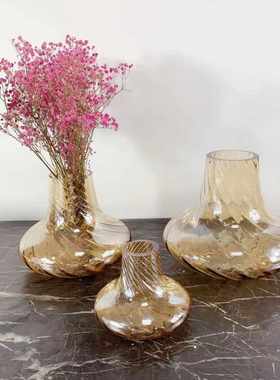 北欧简约餐桌银色玻璃花瓶装饰品售楼部样板房间茶几玄关花器