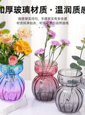 小雪人彩色玻璃花瓶创意绿植水培装饰花瓶简约创意客厅餐桌插花器