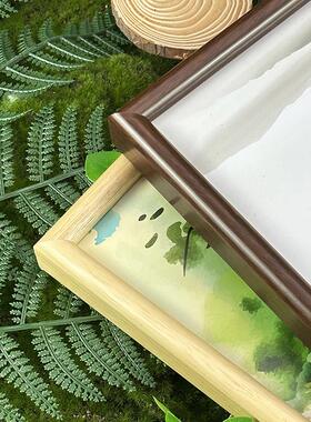 实木大相框挂墙4K照片a4儿童素描画 画框空框装裱a3拼图定制任意