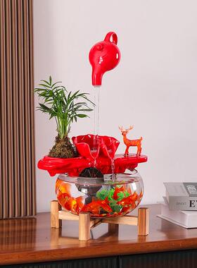 中式悬壶流水摆件循环水创意家居轻奢客厅办公室装饰送礼开 业礼