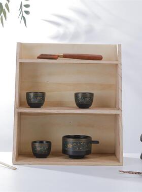 首饰架中式烧桐木茶具收纳架茶杯壶架子小多宝阁桌面置物架