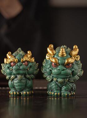 新中式国潮风麒麟摆件高档精品瑞兽家居客厅书房办公室桌面装饰品