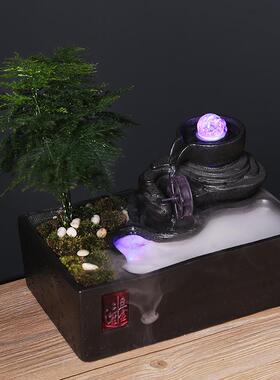 桌面循环泉韵流水鱼缸摆件公司客厅水景自动摆件水泵工艺品办
