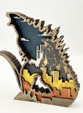 跨境艺新款木怪兽摆件创jy230717意设计家居公饰装木质制工品