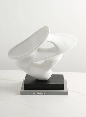 意式极简创意黑白抽象艺术雕塑售楼处酒店玄关电视柜家居装饰摆件