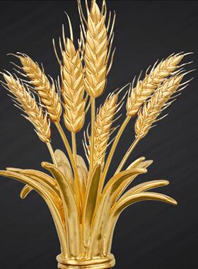 五谷丰登真金金箔摆件乔迁开业大卖礼品客厅办公室装饰大麦稻谷