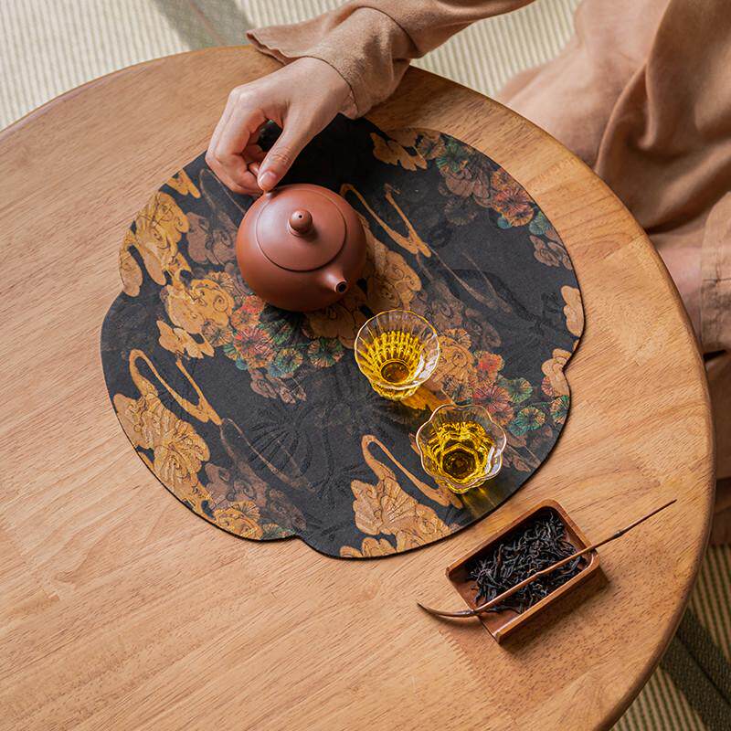 手工老料香云纱茶席中式复古桌旗茶花禅意古朴茶盘垫布艺桌布茶布,淘宝优惠券,粉丝福利购,淘宝优惠卷