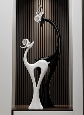 户玄关鹿摆件客厅轻奢AKM高档壁龛视竖柜高装饰搬家乔电迁新居入