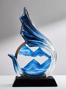 透明树风新生水起流沙SHBH3187画中式创意摆件家居装饰脂电视柜柜