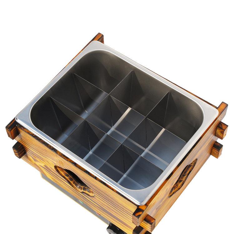 Red Rabbit Western Kitchen Wooden Box Oden Cooking Machine Commercial Double Basin 18-grid Spicy Hot Pot Electric Hot Pot Multi-Function