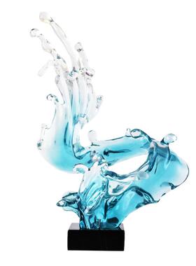 大型水滴雕塑售楼处酒店大堂玄关过道装饰品透明树脂水浪花摆件