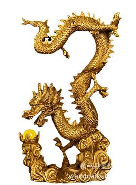 铜龙摆件纯铜五行龙祥龙献瑞生肖戏珠龙客厅工艺品金木水火土云龙