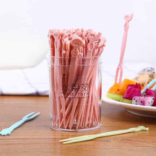Fruit Fork Set, Disposable Plastic Two-Pronged Forks for Hom - 图0