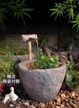 庭院覆古流水摆件循环水景观客厅落地假山鱼池喷泉民宿造景装饰品