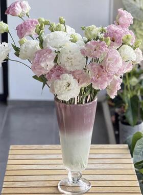 中古芬顿法式复古风灯玻璃花瓶摆件客厅餐桌插花高级感水培装饰