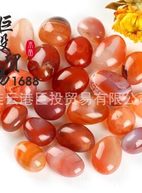 天然红玉髓滚石摆件粉红波斯玛瑙裸石条纹波斯湾大颗粒碎石淘矿石