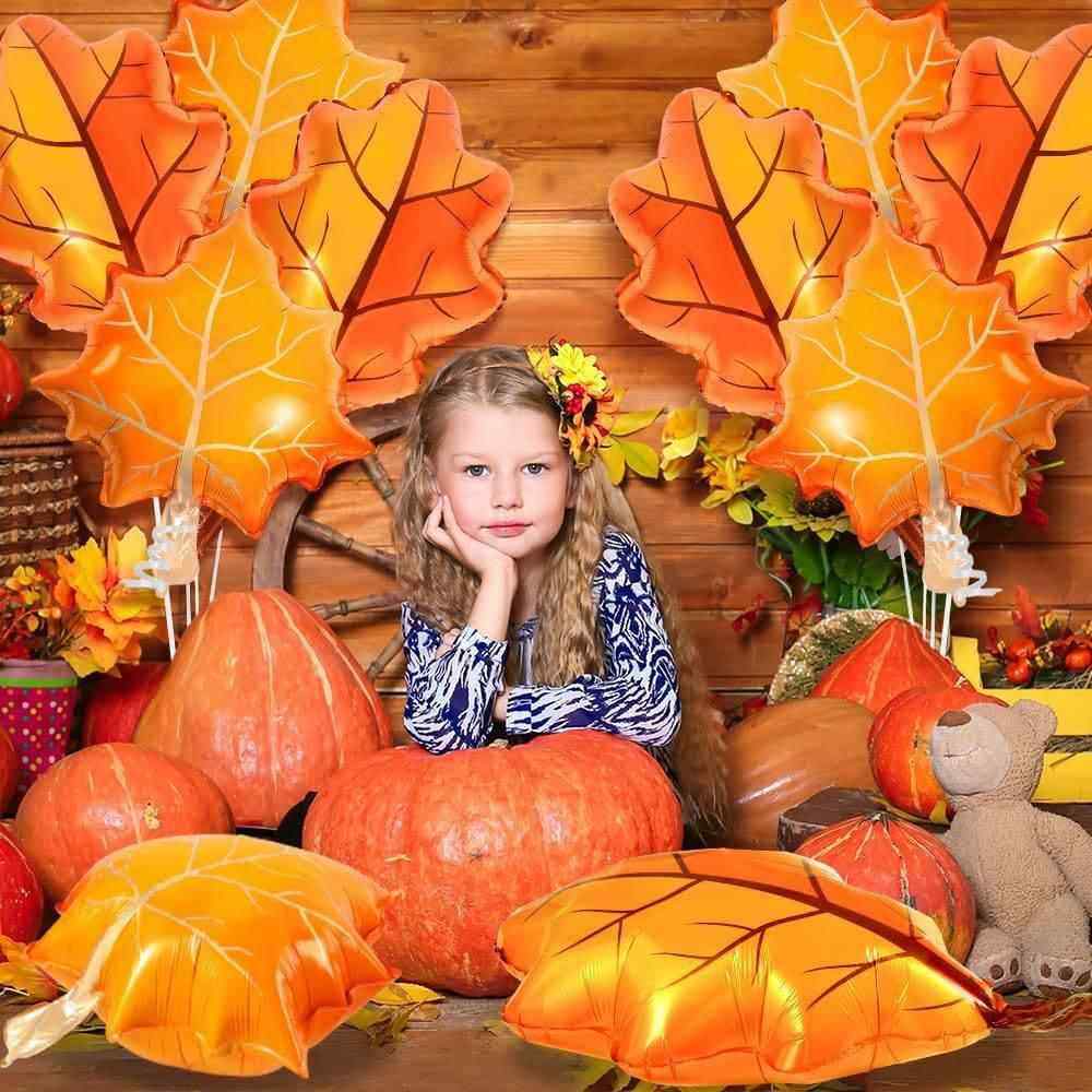 感恩节秋季主题装饰枫叶形状铝膜气球家庭聚会户外拱门布置气球束,淘宝优惠券,粉丝福利购,淘宝优惠卷