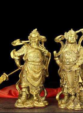 黄铜韦陀铜像菩萨摆件礼品韦陀伽蓝关公韦陀客厅公司装饰工艺品